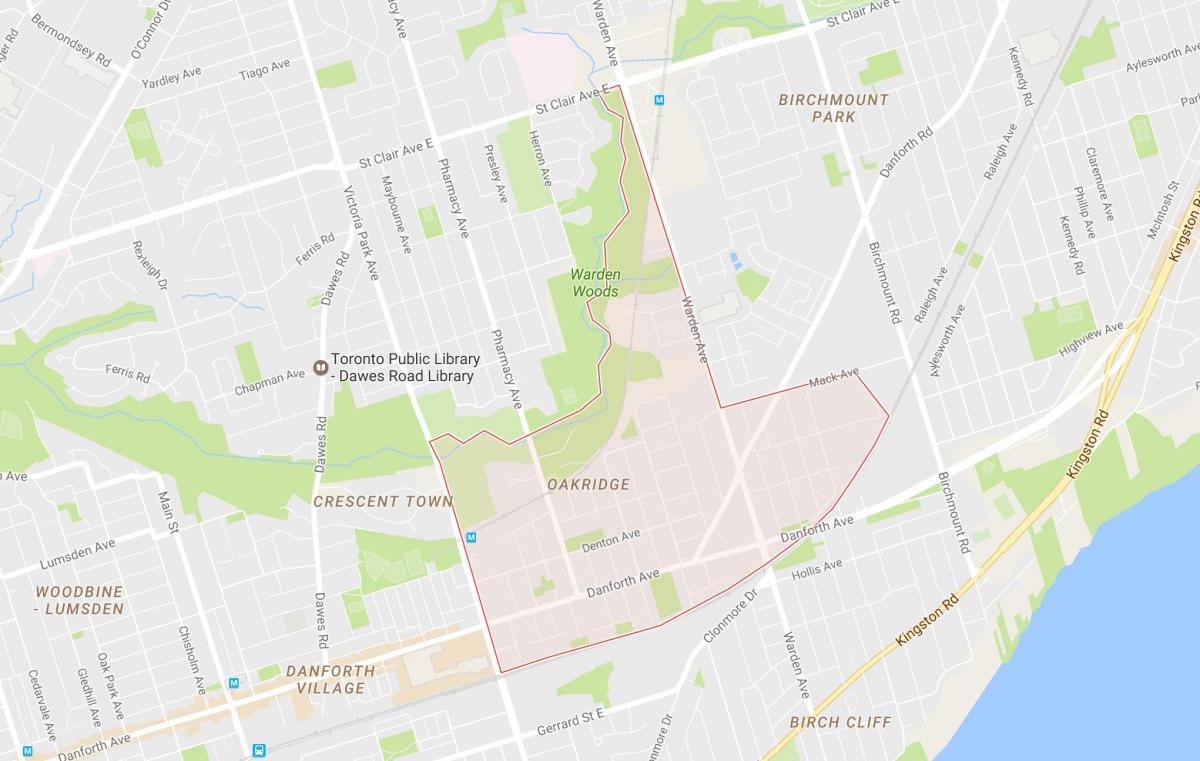 Harta e Oakridge lagjen Toronto