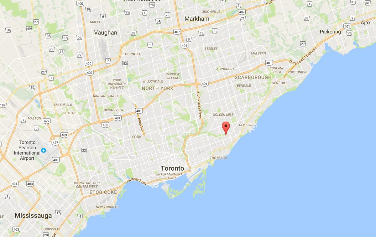 Harta e Oakridge qarkut në Toronto