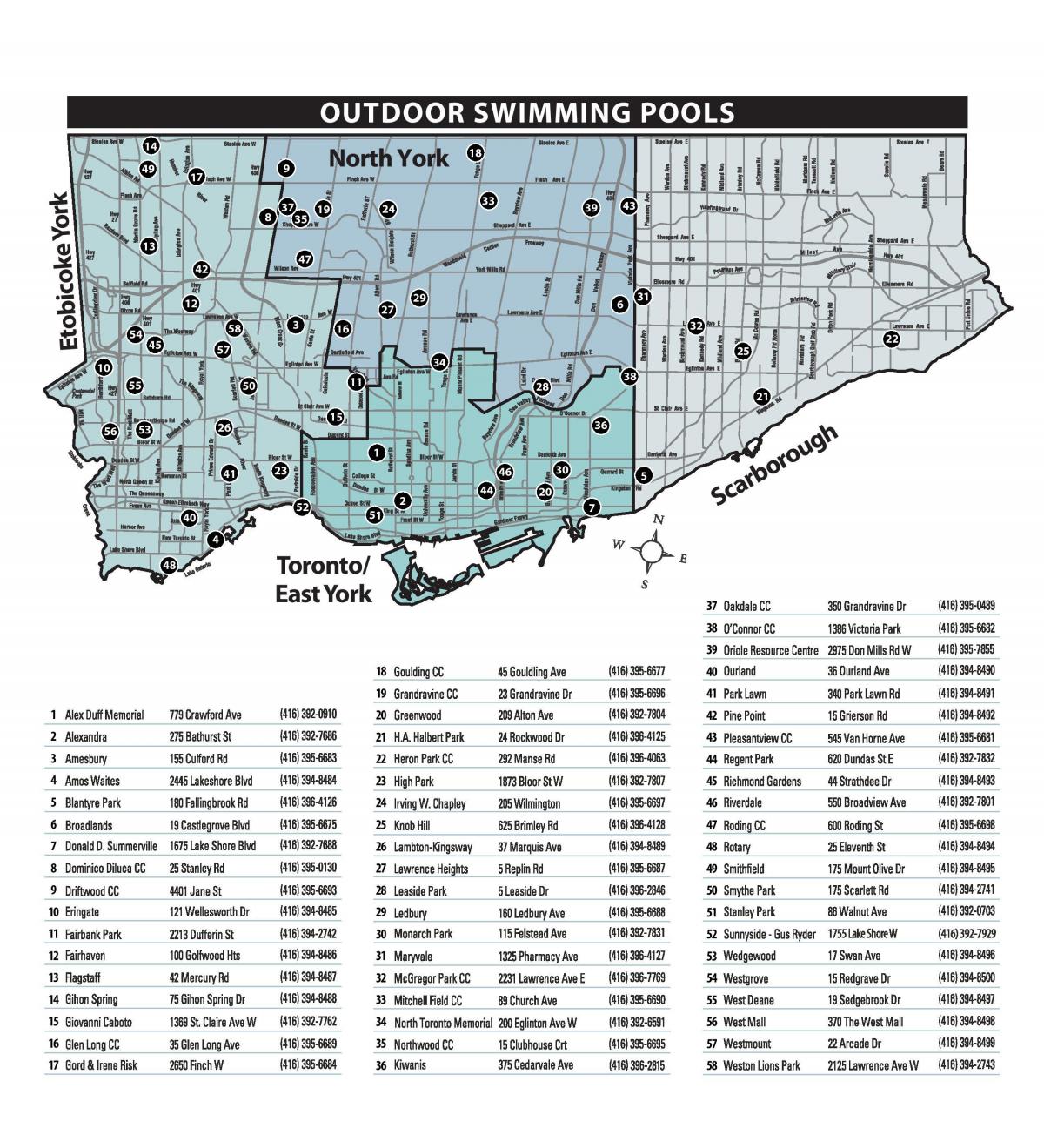 Harta e Outdoor swimming pools Toronto