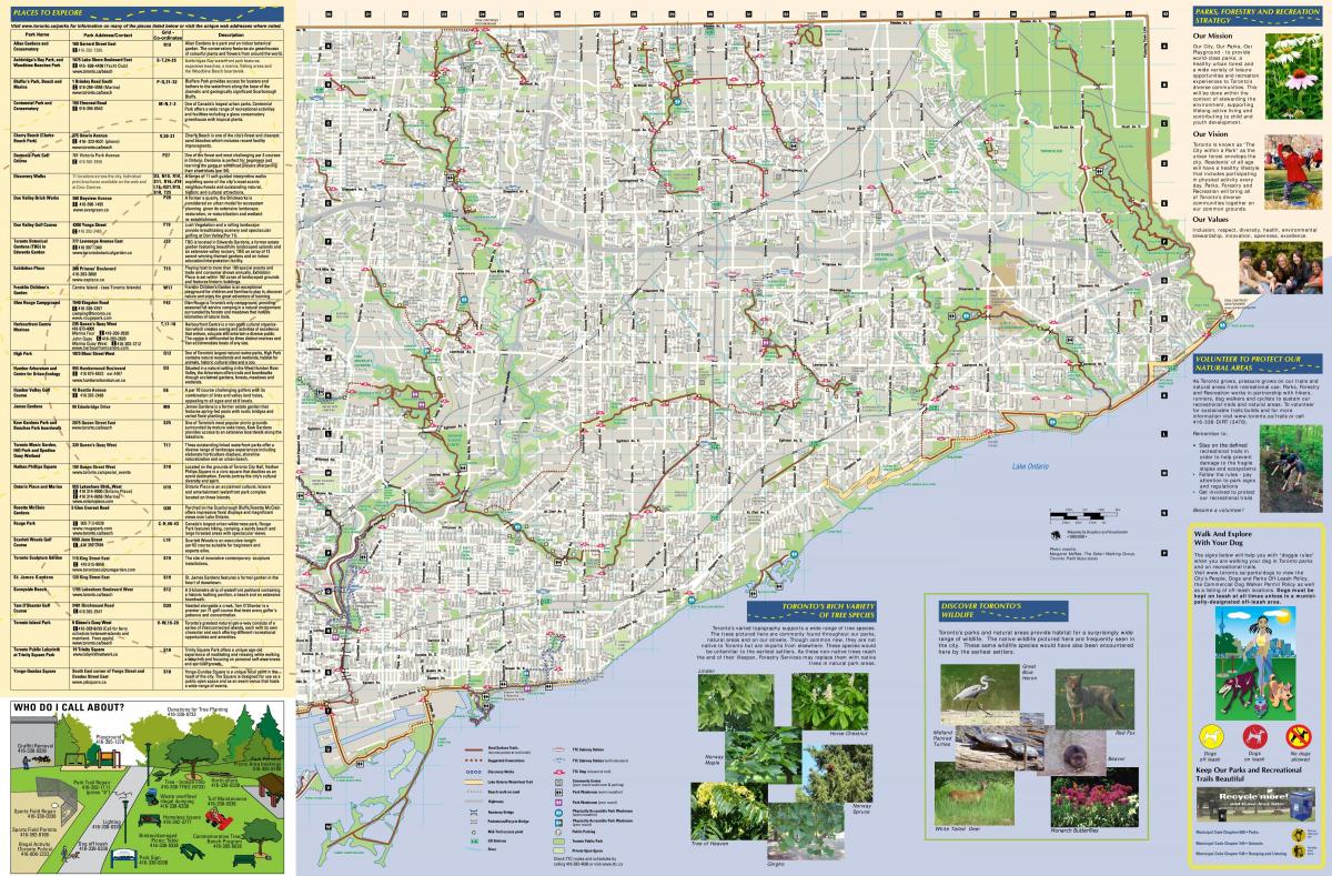 Harta e parqeve dhe duke ecur shtigjeve Lindje Toronto