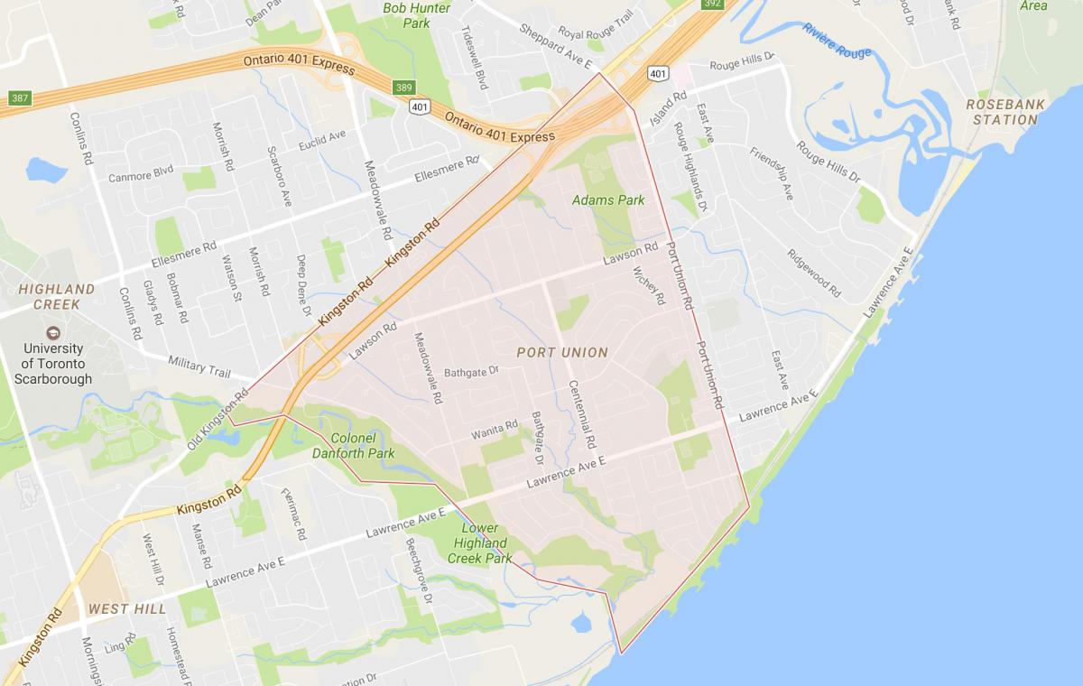 Harta e Portit të Bashkimit lagjen Toronto