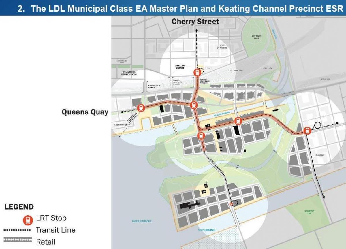 Harta e Projets Lindore Waterfront në Lindje Bayfront Toronto