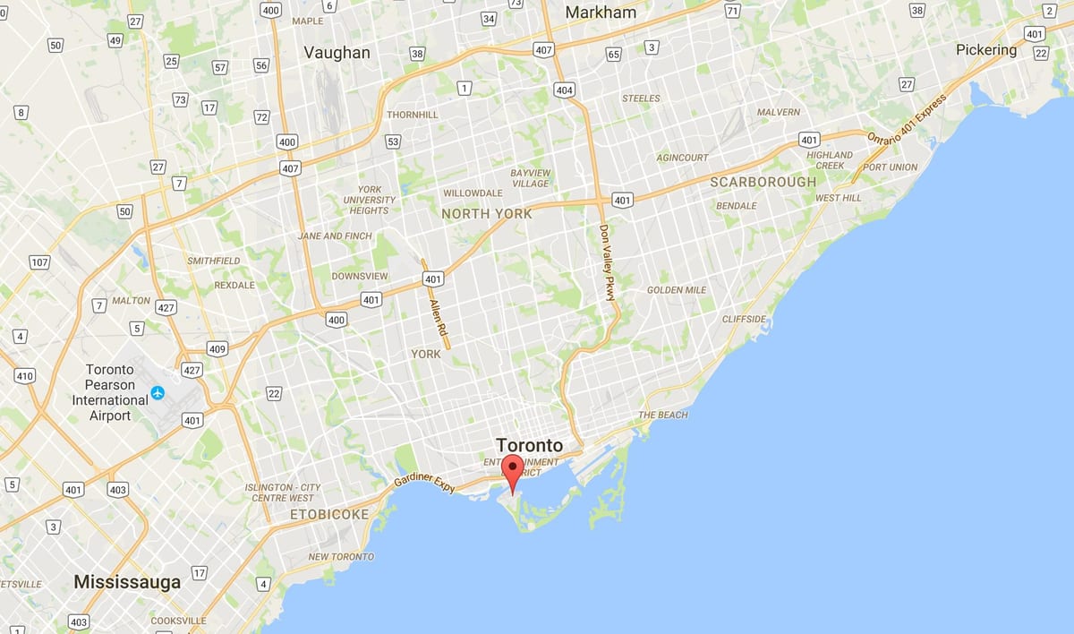 Harta e qarkut në Toronto Ishujt e qarkut në Toronto