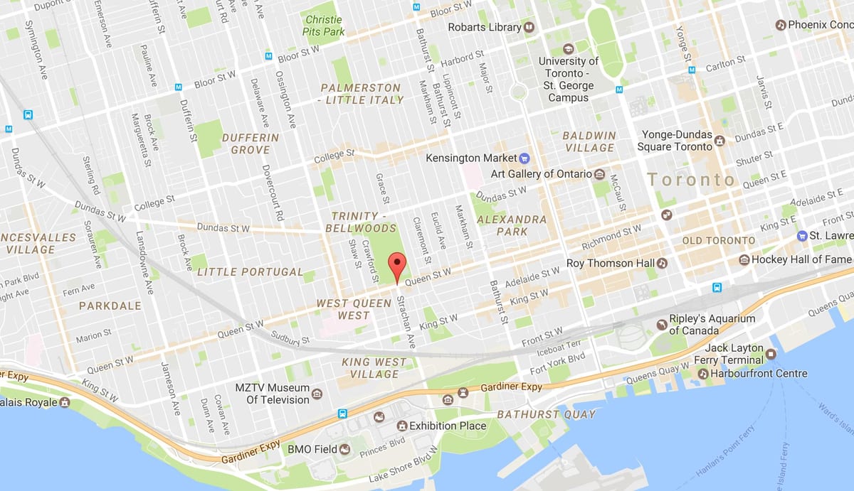 Harta e Queen Street Perëndim lagjen Toronto