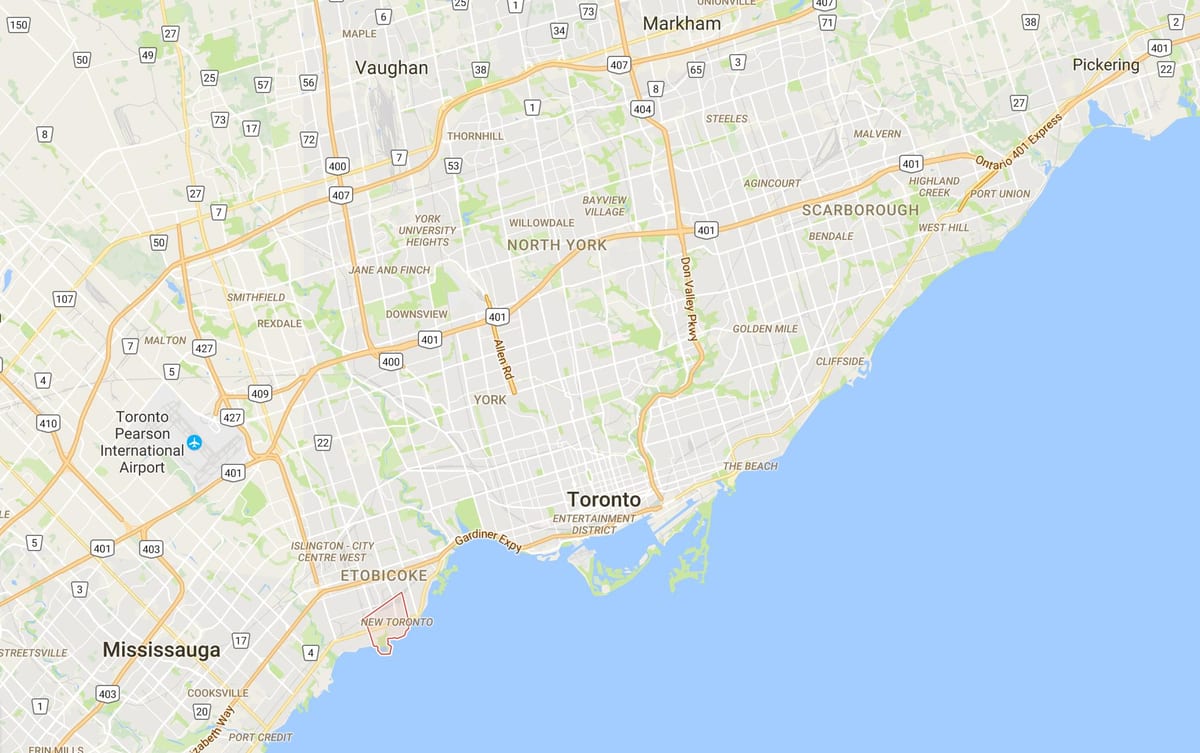 Harta e Re Toronto district Toronto