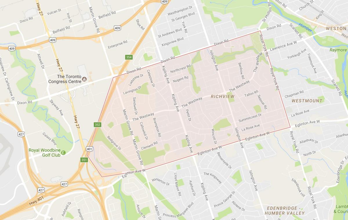 Harta e Richview lagjen Toronto