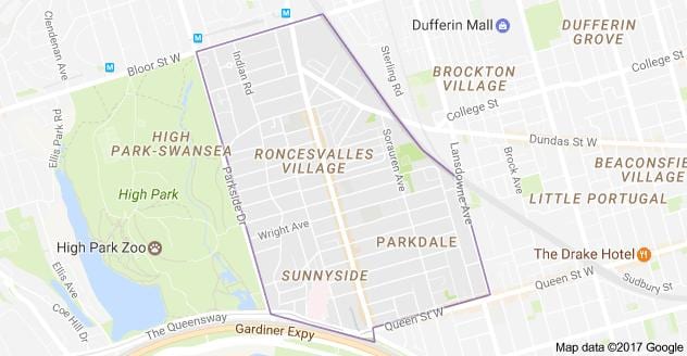 Harta e Roncesvalles fshatin Toronto