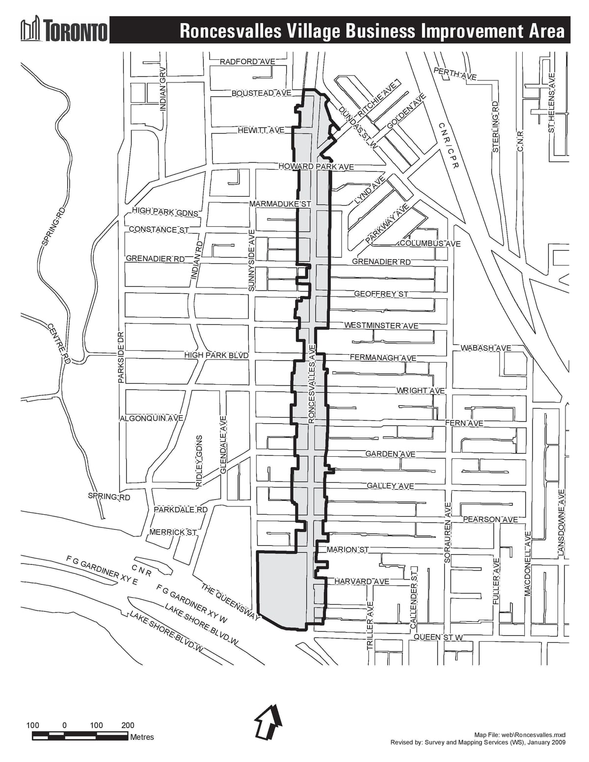 Harta e Roncesvalles Toronto
