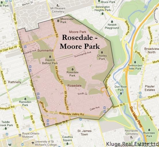 Harta e Rosedale Moore Park Toronto