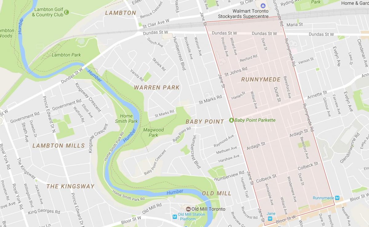 Harta e Runnymede lagjen Toronto