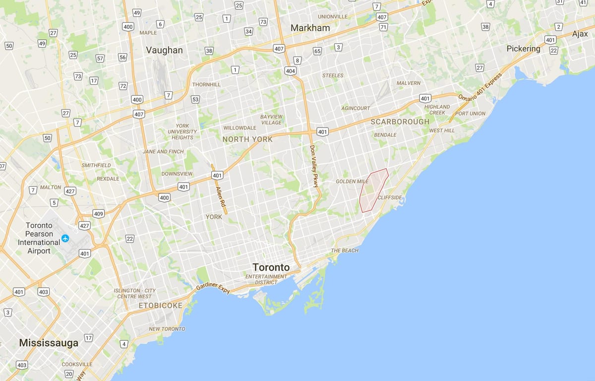 Harta e Scarborough Junctiondistrict Toronto