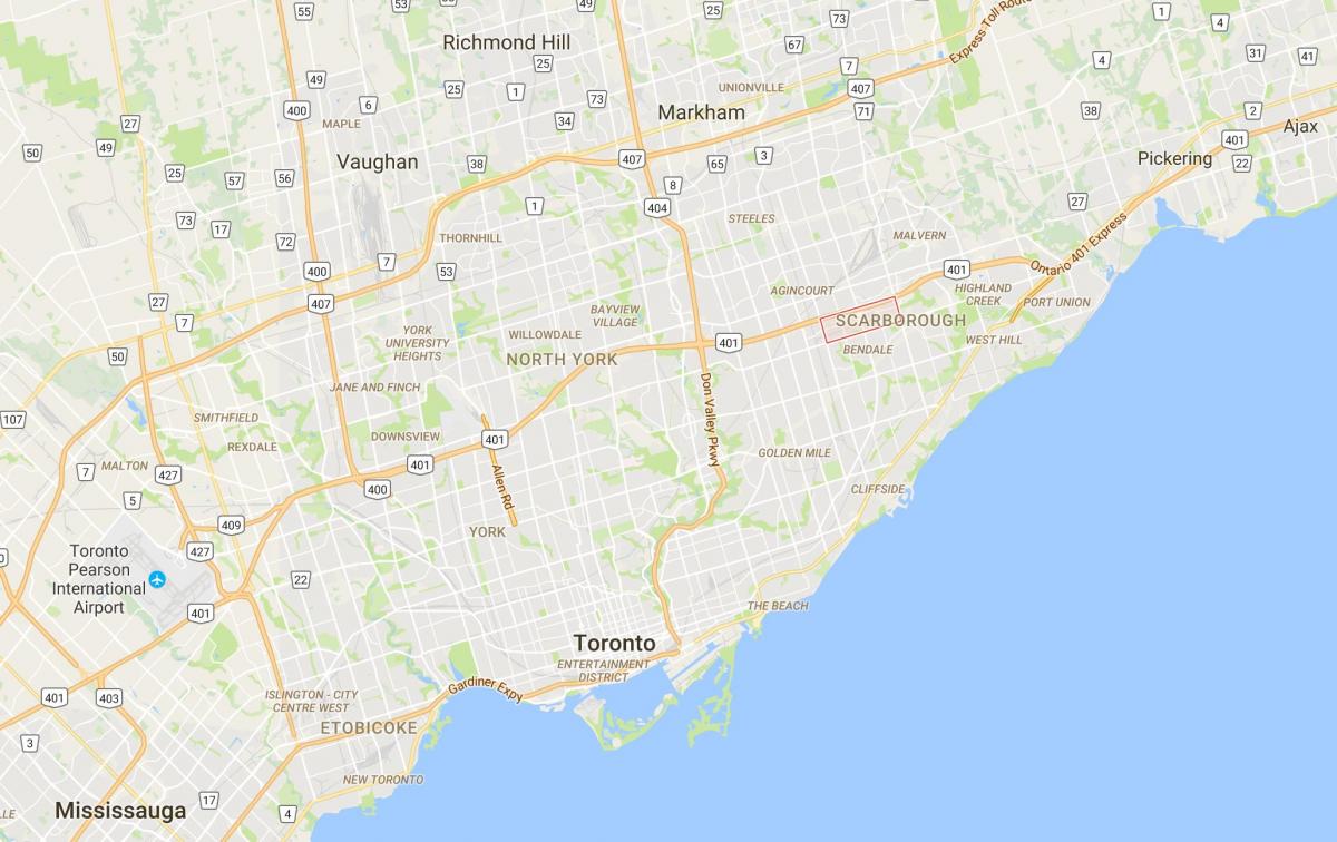 Harta e Scarborough në Qendër të Qytetit e qarkut të Torontos