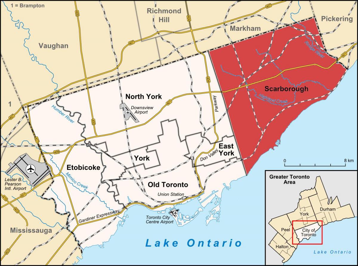 Harta e Scarborough Toronto