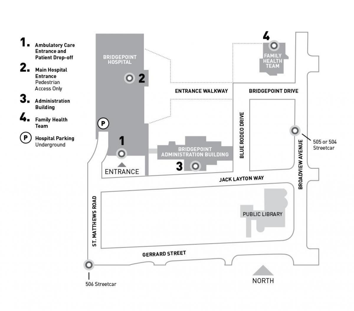 Harta e Spitali Sinai Sistemit Shëndetësor-Bridgepoint Toronto
