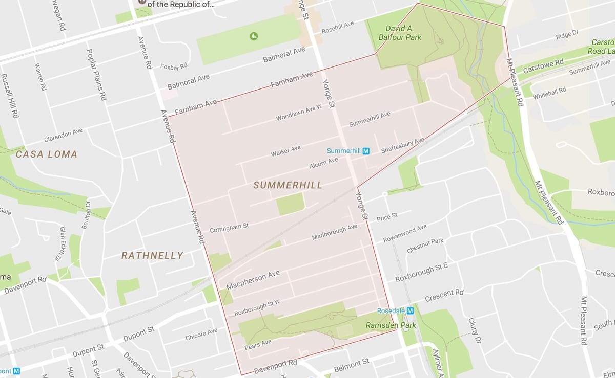 Harta e Summerhill lagjen Toronto