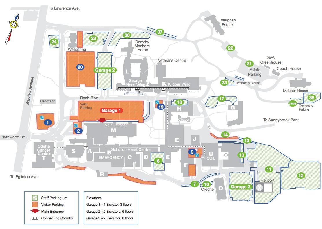 Harta e Sunnybrook Spital