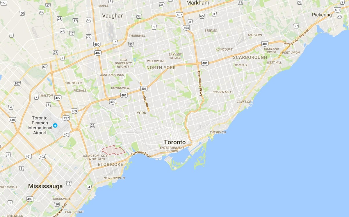 Harta e Sunnylea qarkut në Toronto
