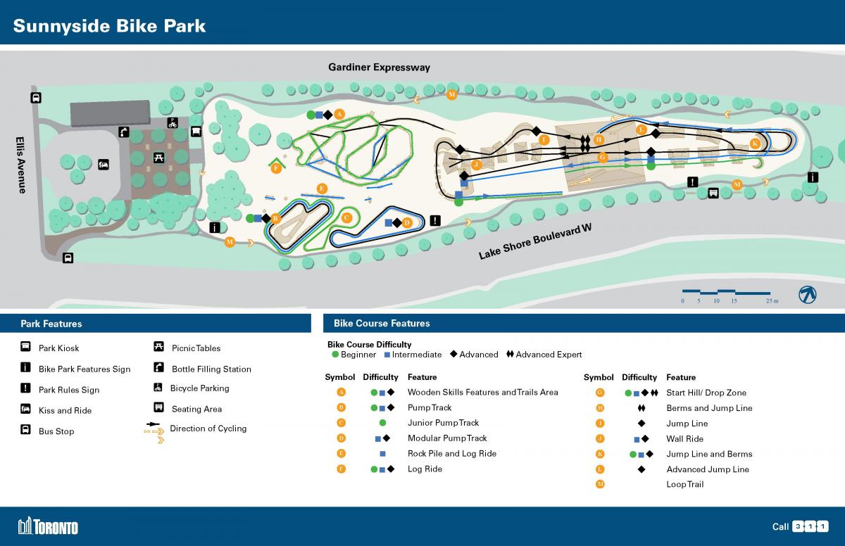 Harta e Sunnyside Biçikletë Park Toronto