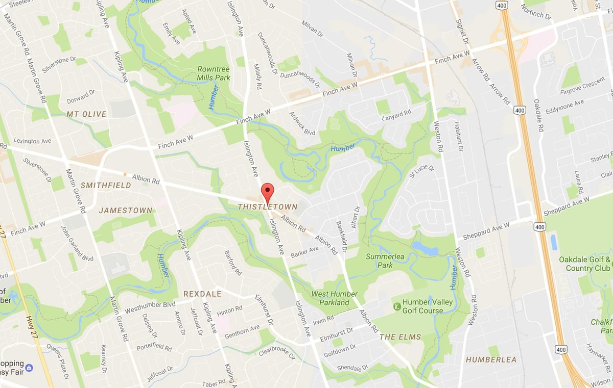 Harta e Thistletownneighbourhood lagjen Toronto