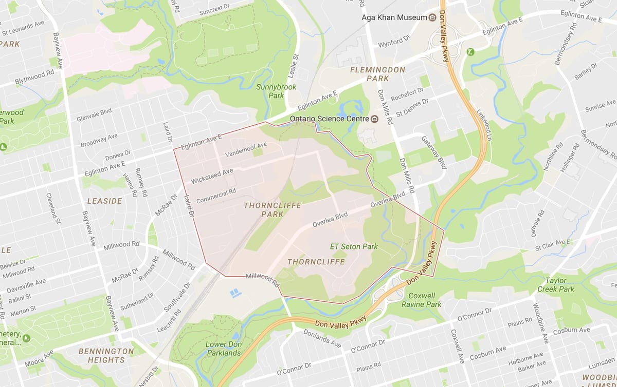Harta e Thorncliffe Park lagjen Toronto