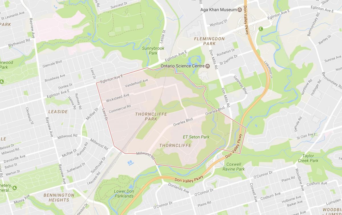 Harta e Thorncliffe Park lagjen Toronto