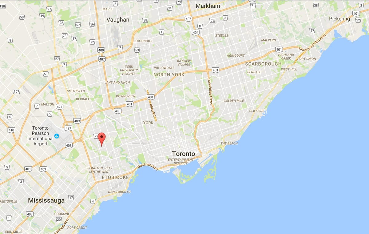 Harta e Thorncrest Fshat të rrethit të Torontos
