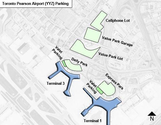 Harta e Torontos aeroporti i Pearson-it parking