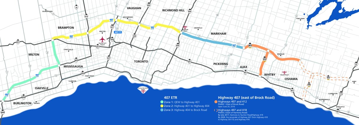 Harta e Torontos autostradës 407
