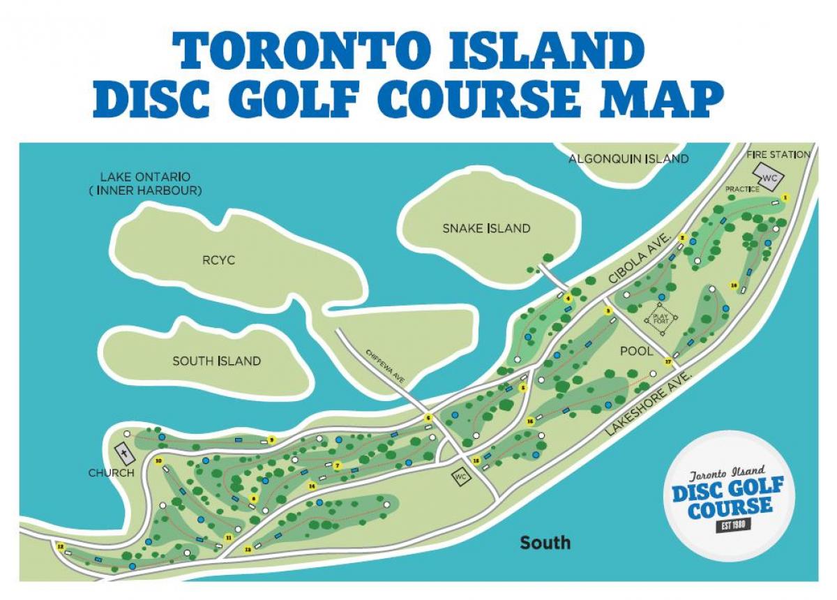 Harta e Torontos Ishujt golf kurse Toronto