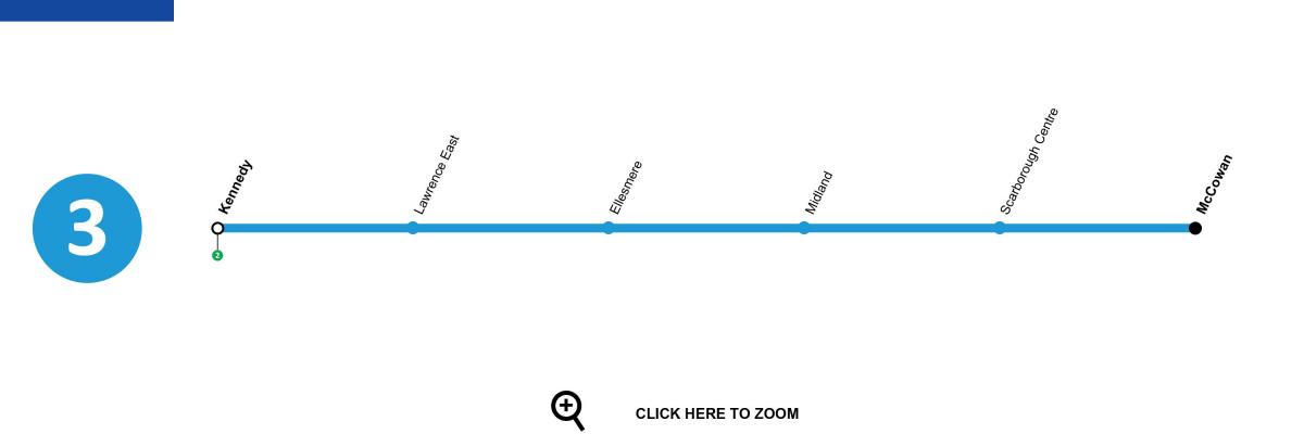 Harta e Torontos metro line 3 Scarborough RT
