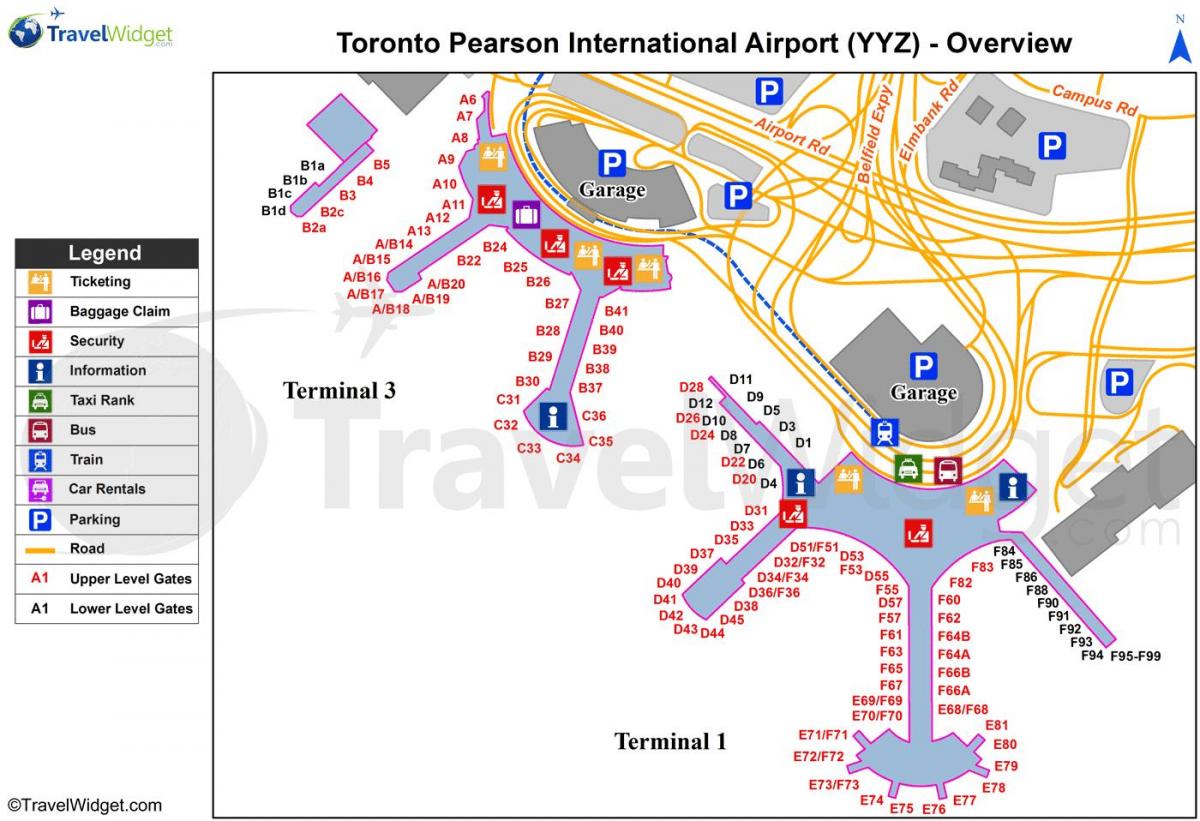 Harta e Torontos Pearson international airport