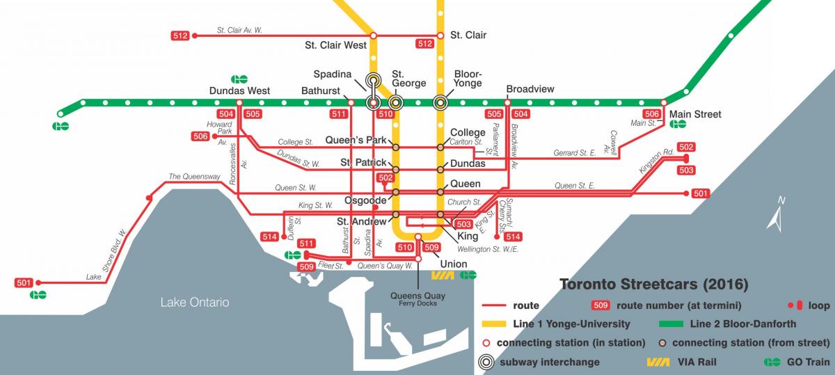 Harta e Torontos streetcar sistemit