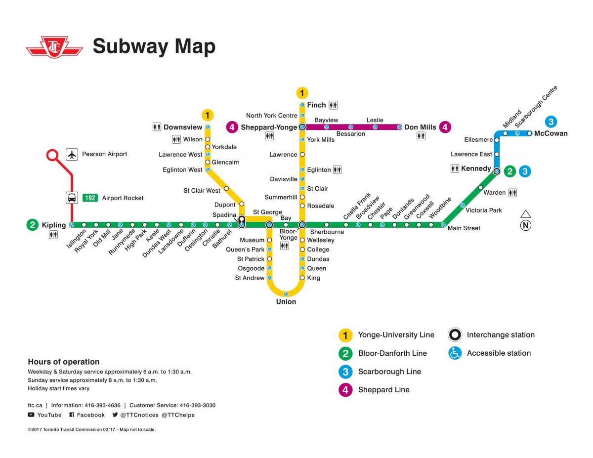 Harta e Torontos TTC metro