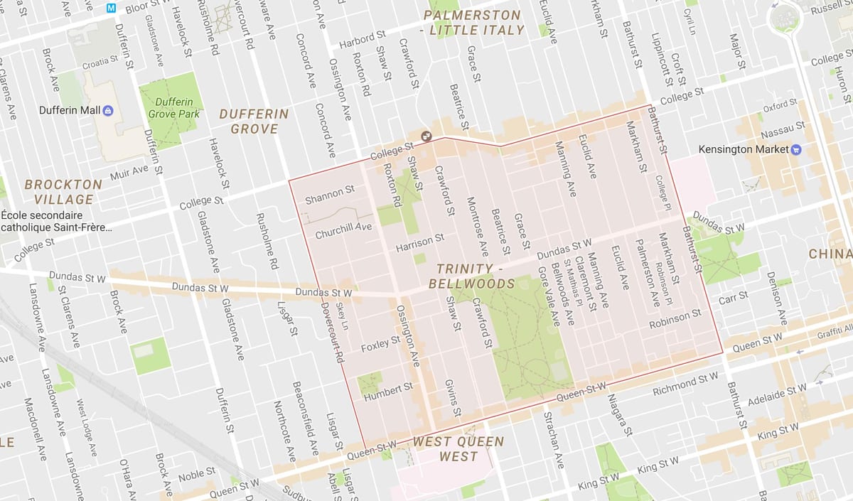 Harta e Trinisë–Bellwoods lagjen Toronto