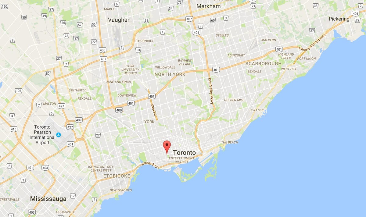 Harta e Trinisë–Bellwoods qarkut në Toronto