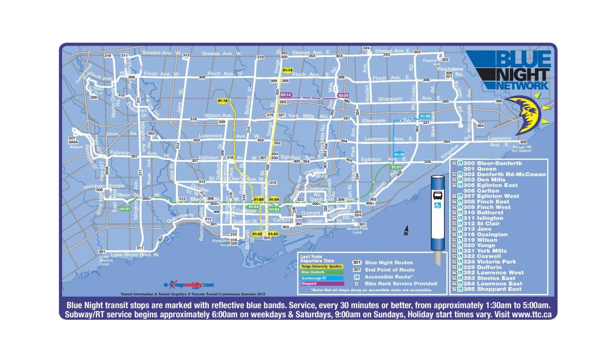 Harta e TTC blu natën e rrjetit