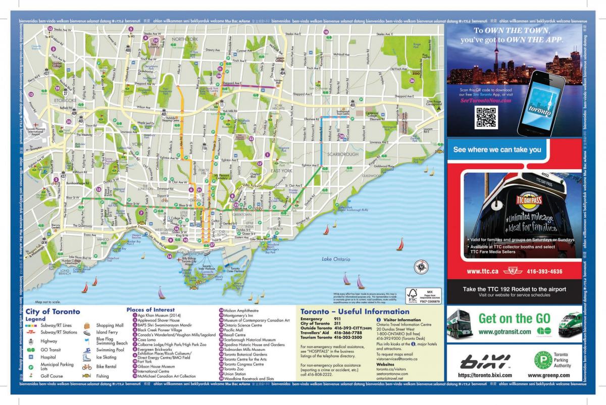 Harta e turizmit Toronto