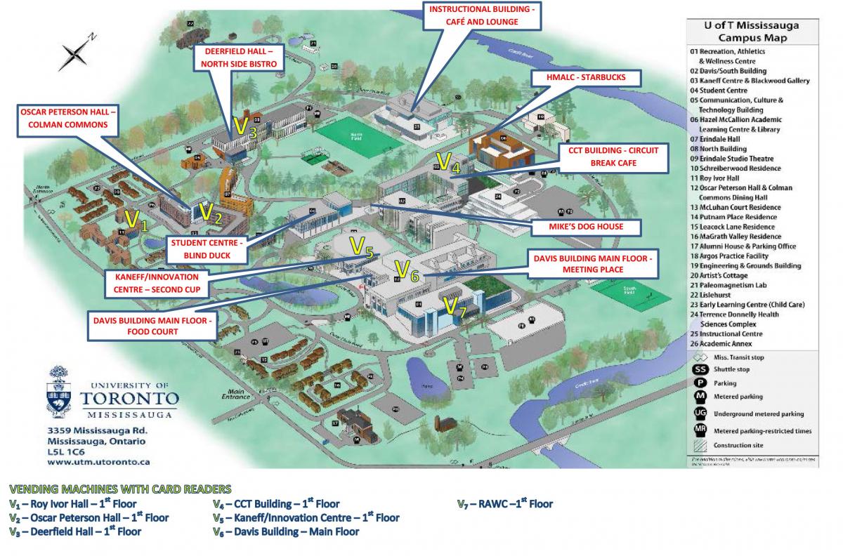Harta e universitetit të Torontos Mississauga kampus shërbimet e ushqimit