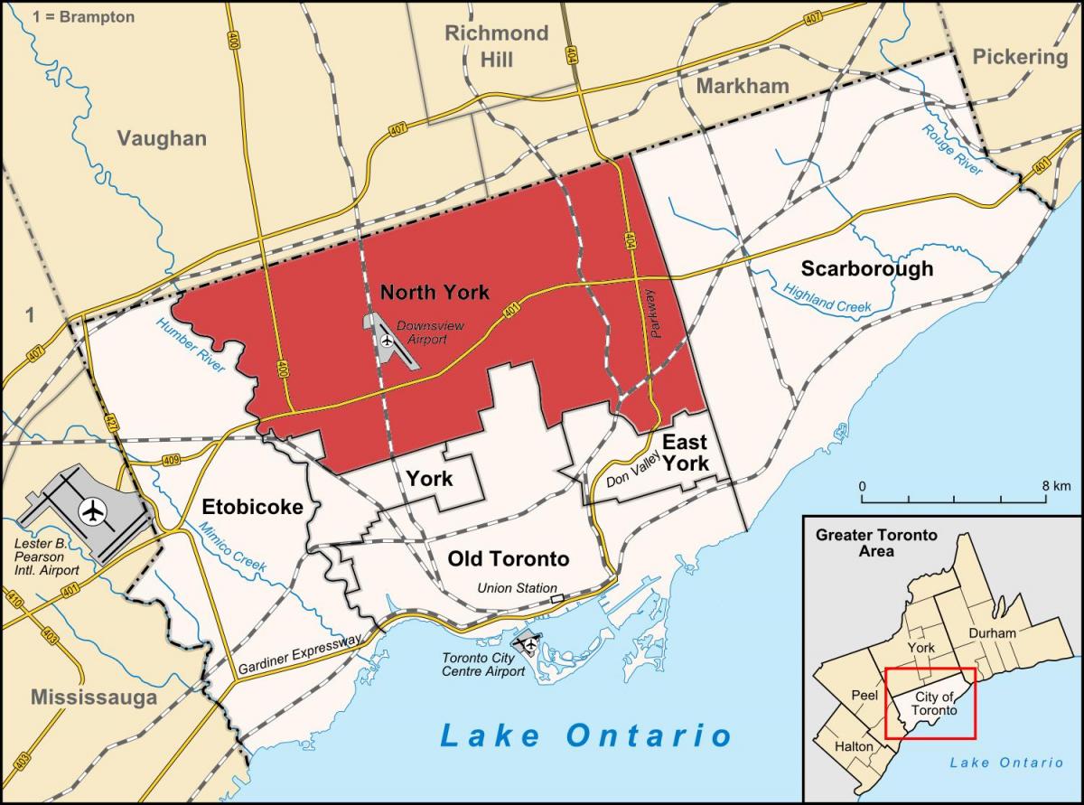 Harta e Veriut York e Toronto