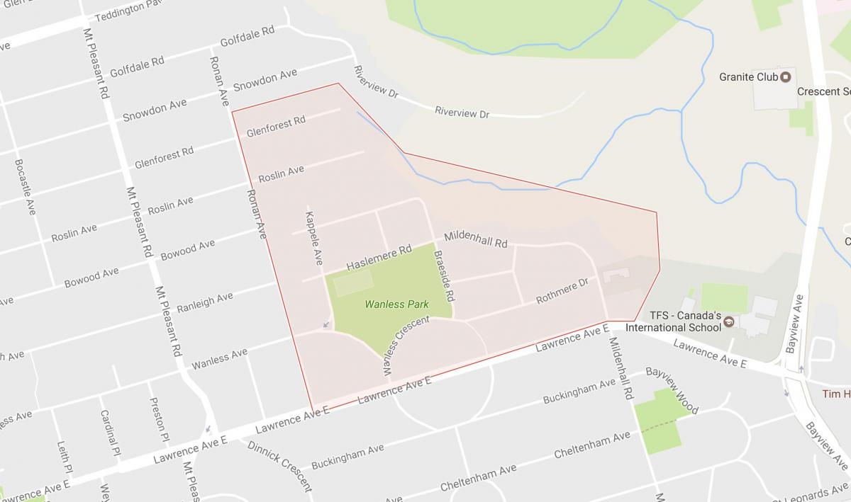 Harta e Wanless Park lagjen Toronto