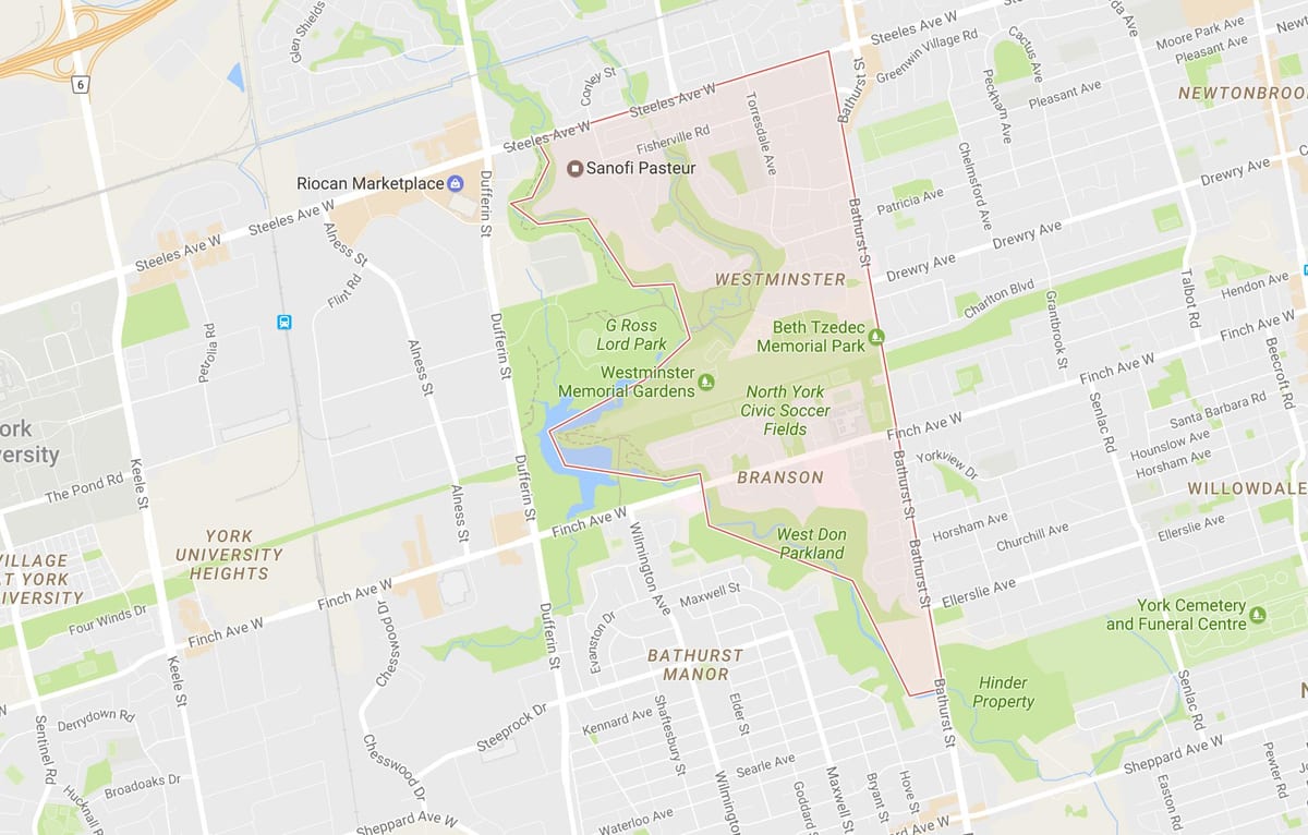 Harta e Westminster–Branson lagjen Toronto
