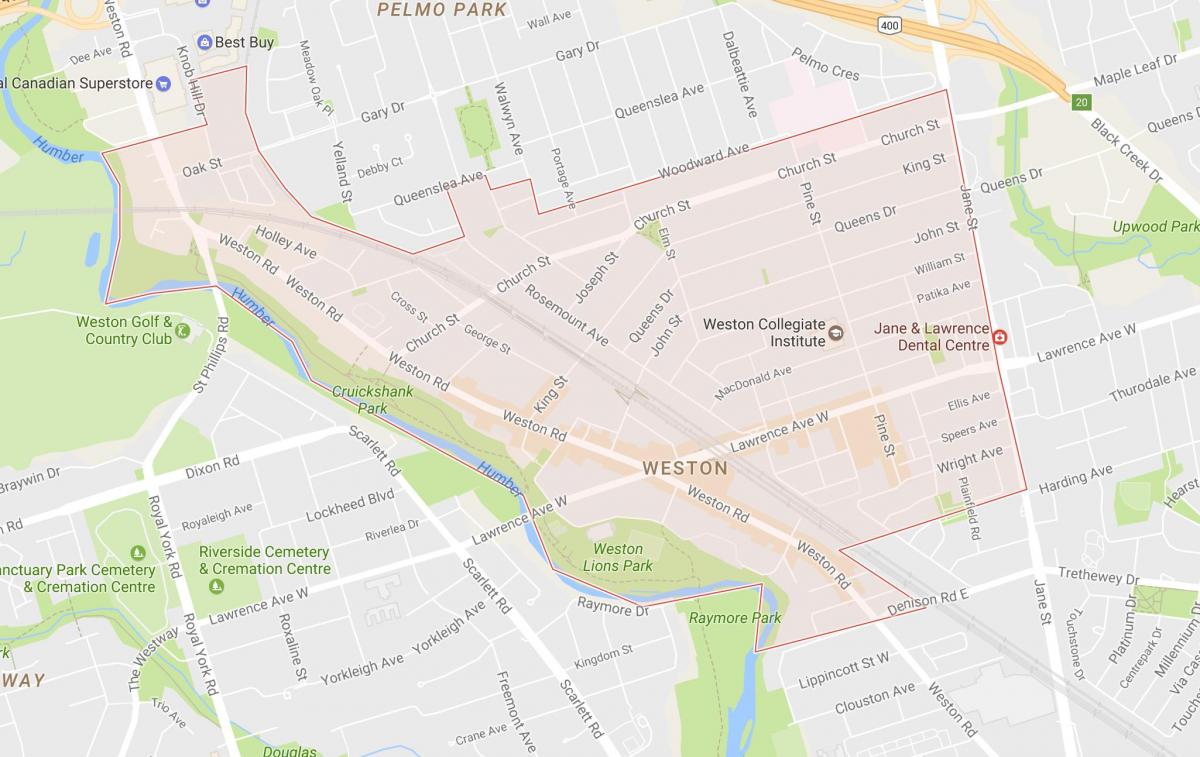Harta e Weston lagjen Toronto