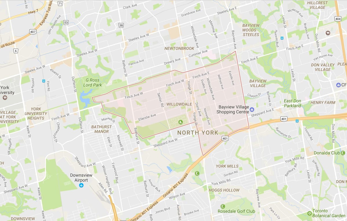 Harta e Willowdale lagjen Toronto