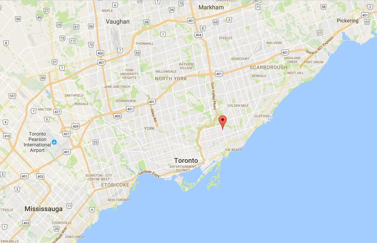 Harta e Woodbine Heightsdistrict Toronto