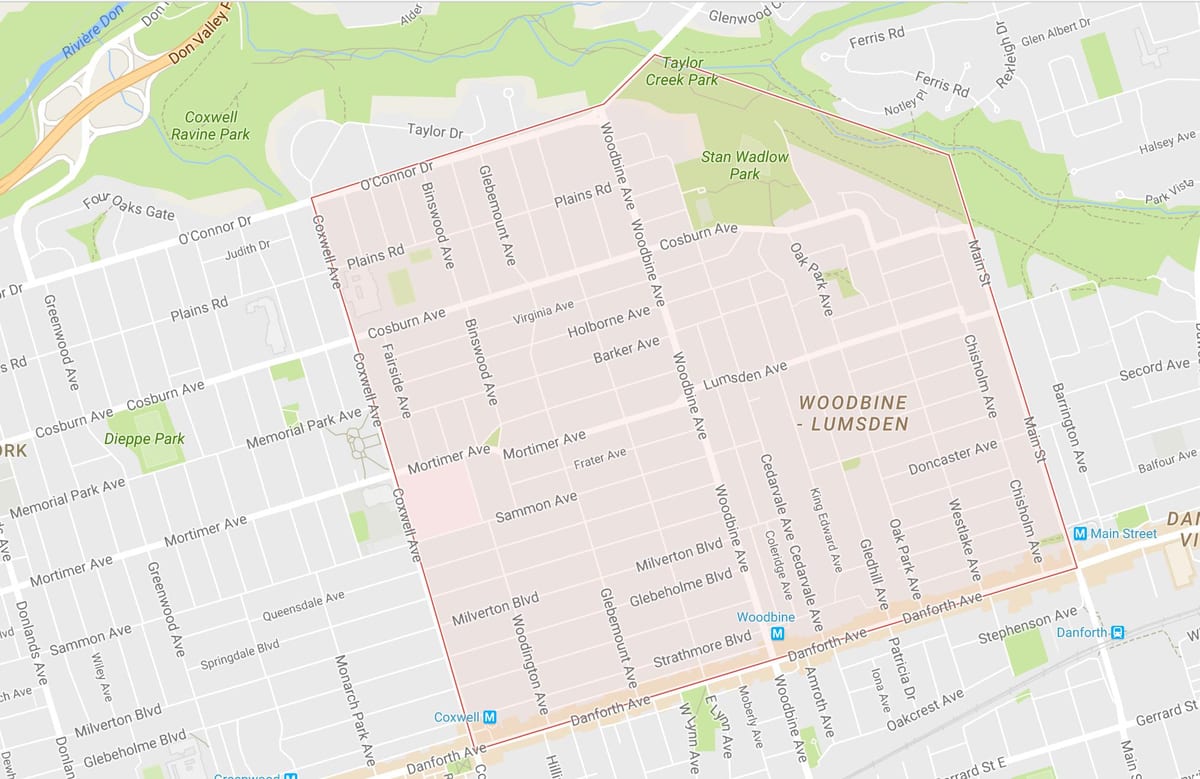 Harta e Woodbine Lartësi lagjen Toronto