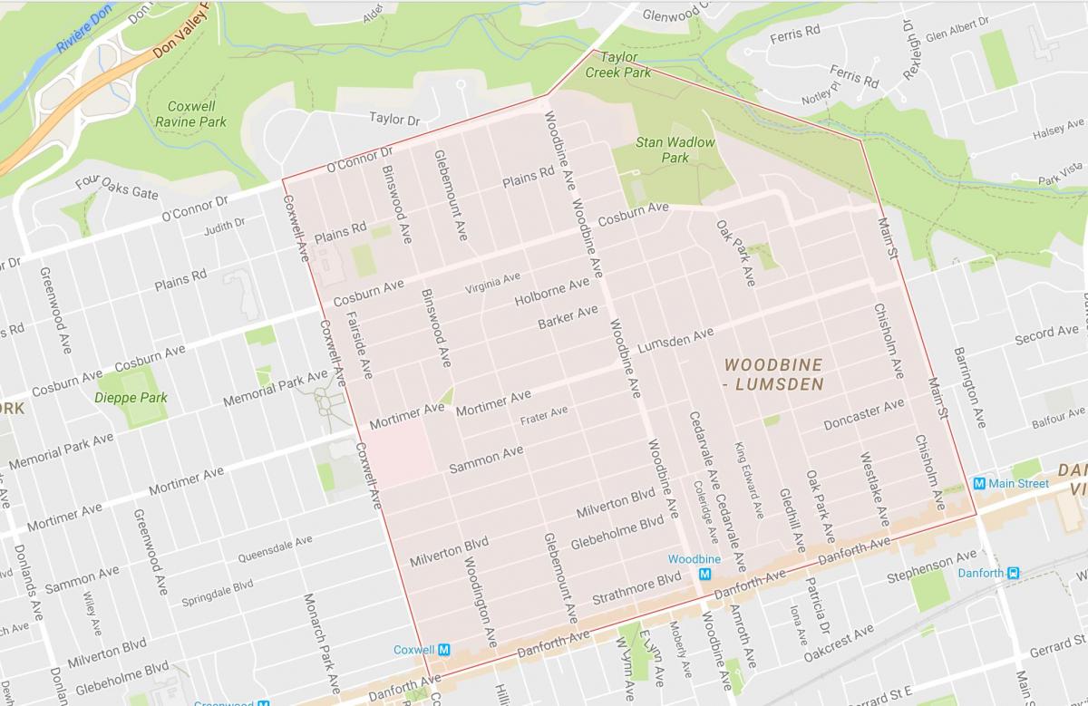 Harta e Woodbine Lartësi lagjen Toronto