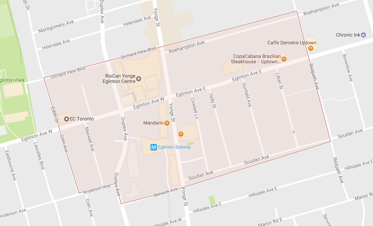 Harta e Yonge dhe Eglinton lagjen Toronto