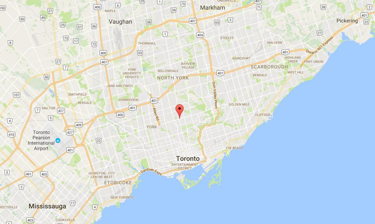 Harta e Yonge dhe Eglinton qarkut në Toronto