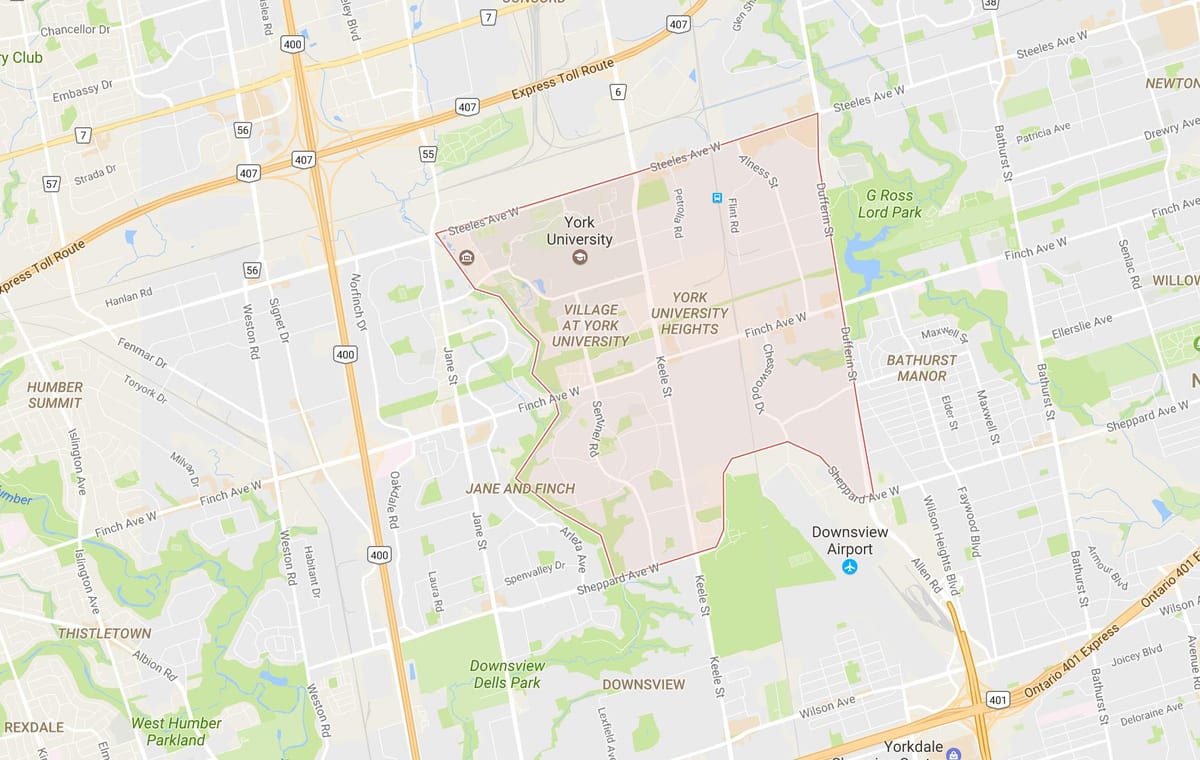 Harta e Universitetit York Lartësi lagjen Toronto