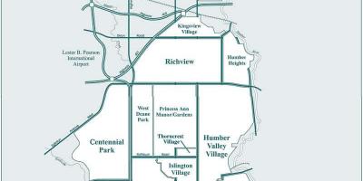 Harta e Etobicoke lagjen Toronto
